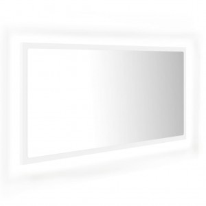 Espelho de casa de banho com LED 90x8.5x37 cm acrílico branco H