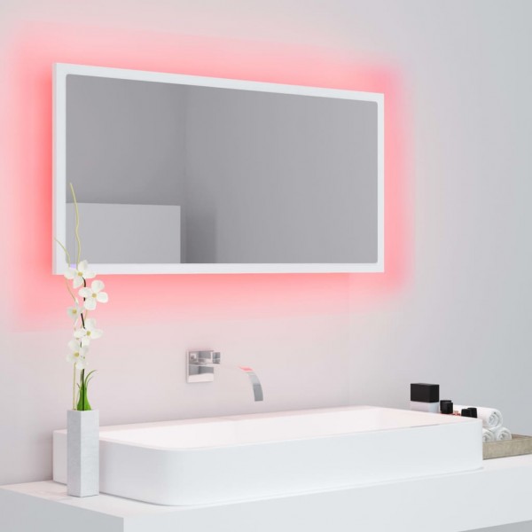 Espelho de casa de banho com LED 90x8.5x37 cm acrílico branco M 3