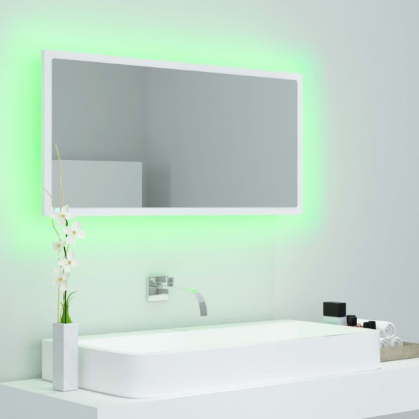 Espelho de casa de banho com LED 90x8.5x37 cm acrílico branco M 4