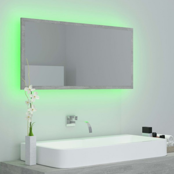 Espejo de baño LED acrílico gris hormigón 90x8.5x37 cm M 3