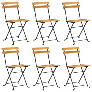 7 pcs conjunto dobrável de jantar p/ jardim acácia maciça H