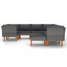Set de muebles de jardín 9 pzas y cojines ratán sintético gris 2