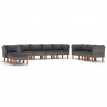 Set de muebles de jardín 10 pzas y cojines ratán sintético gris 1