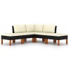 Set de muebles de jardín 5 pzas y cojines ratán sintético negro 3