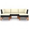 Set de muebles de jardín 5 pzas y cojines ratán sintético negro 2