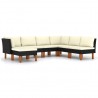 7 pcs conjunto lounge de jardim c/ almofadões vime PE preto 1