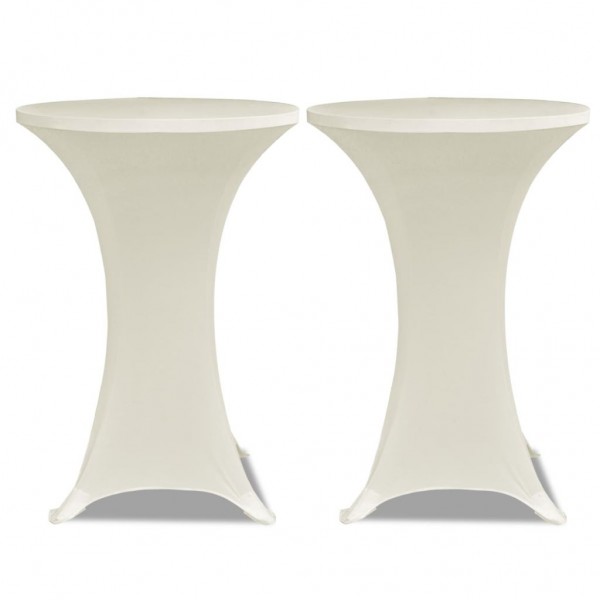 2 Manteles color crema ajustados para mesa de pie - 60 cm diámetro M 2