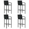 5 pcs conjunto de bar para jardim vime PE preto 5