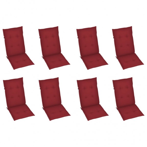 Cadeiras de jardim reclináveis c/ almofadões 8 pcs teca maciça M 5