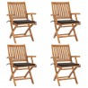 Cadeiras de jardim dobráveis c/ almofadões 4 pcs teca maciça 1