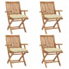 Cadeiras de jardim dobráveis c/ almofadões 4 pcs teca maciça 1