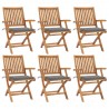 Cadeiras de jardim dobráveis c/ almofadões 6 pcs teca maciça 1
