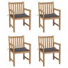 Cadeiras de jardim c/ almofadões antracite 4 pcs teca maciça 1