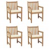 Cadeiras de jardim c/ almofadões cor creme 4 pcs teca maciça 1