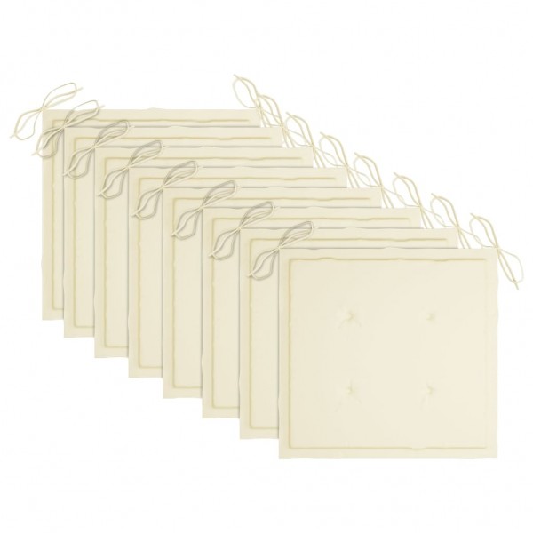 Cadeiras de jardim c/ almofadões cor creme 8 pcs teca maciça M 5