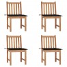 Cadeiras de jardim c/ almofadões 4 pcs madeira de teca maciça 1