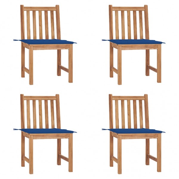 Sillas de jardín 4 unidades madera maciza de teca con cojines D