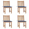 Cadeiras de jardim c/ almofadões 4 pcs madeira de teca maciça 1