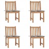 Cadeiras de jardim c/ almofadões 4 pcs madeira de teca maciça 1