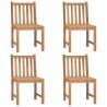 Cadeiras de jardim c/ almofadões 4 pcs madeira de teca maciça 3