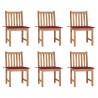 Sillas de jardín 6 unidades con cojines madera maciza de teca 1