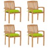 Cadeiras de jardim empiháveis c/ almofadões 4 pcs teca maciça 1