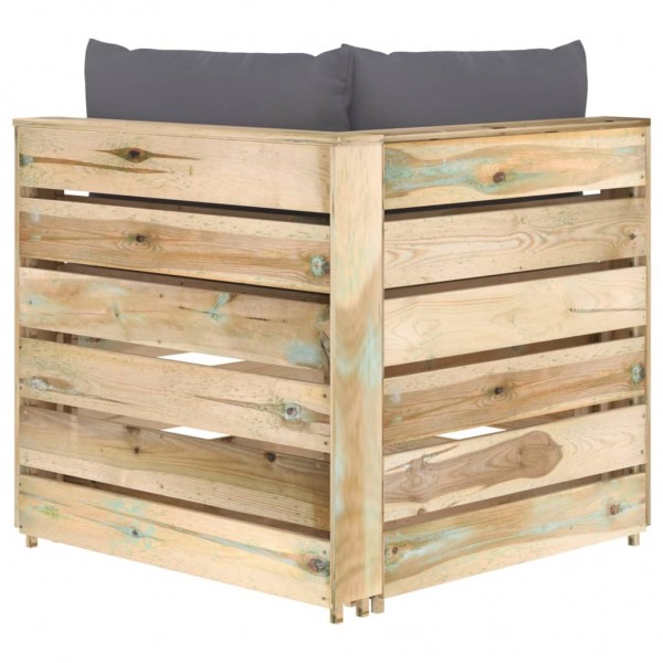 Sofá de esquina seccional con cojines madera impregnada verde M 5