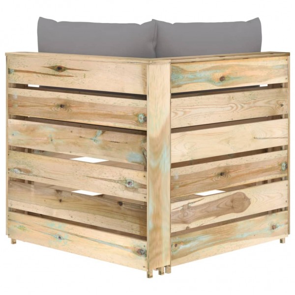 Sofá de esquina seccional con cojines madera impregnada verde M 5