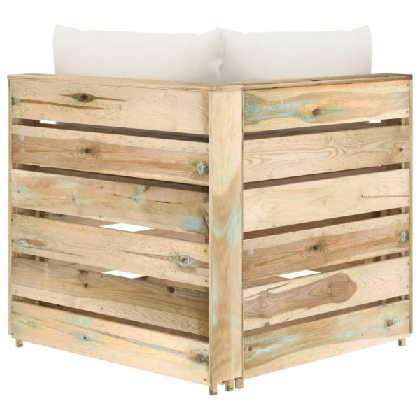 Sofá de esquina seccional con cojines madera impregnada verde M 5