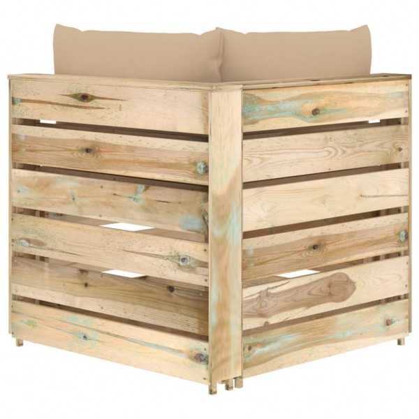 Sofá de esquina seccional con cojines madera impregnada verde M 5