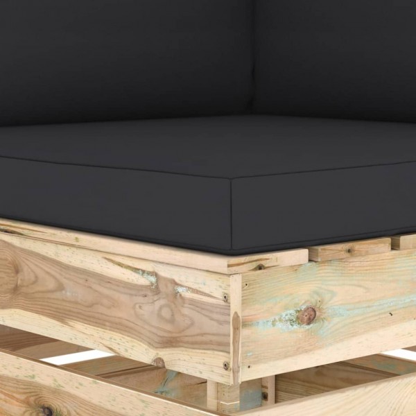 Sofá de esquina seccional con cojines madera impregnada verde M 2