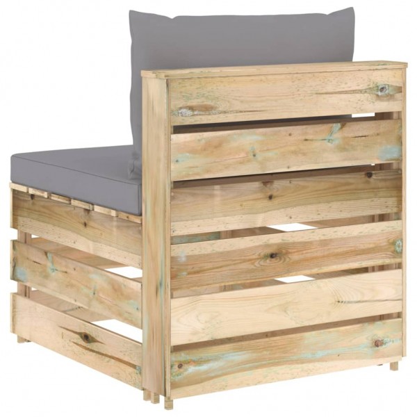 Sofá central seccional con cojines madera impregnada gris M 5