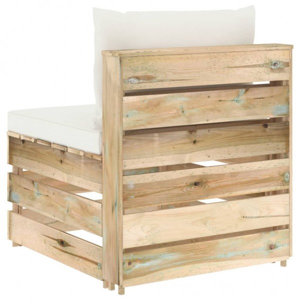 Sofá de centro seccional c/ almofadões madeira impreg. verde M 5