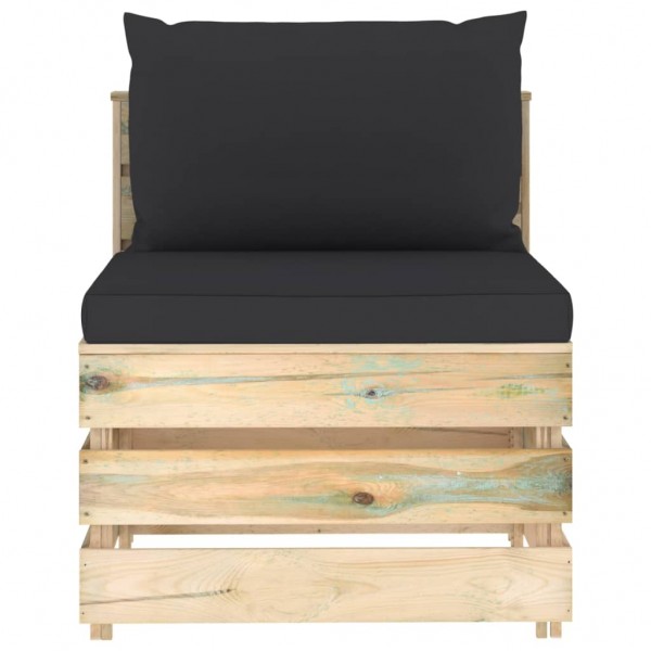 Sofá central seccional con cojines madera impregnada gris M 3