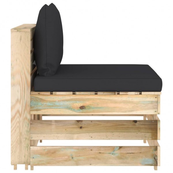 Sofá central seccional con cojines madera impregnada gris M 4