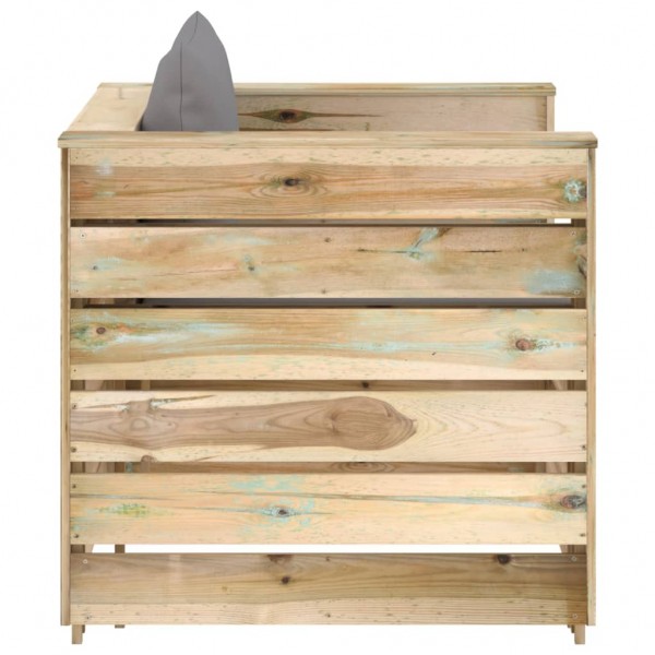 Muebles de jardín 2 piezas con cojines madera impregnada verde M 4