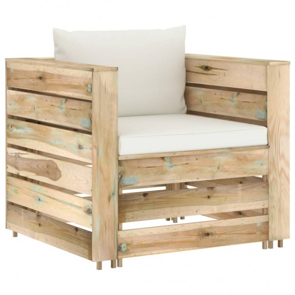 Muebles de jardín 2 pzas con cojines madera impregnada verde M 2