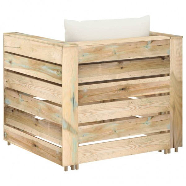 2 pcs conj. lounge jardim c/ almofadões madeira impreg. verde M 5