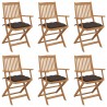 Cadeiras de jardim dobráveis c/ almofadões 6 pcs acácia maciça 1