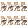 Cadeiras de jardim dobráveis 8 pcs c/ almofadões acácia maciça 1