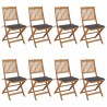 Cadeiras de jardim dobráveis 8 pcs c/ almofadões acácia maciça 1