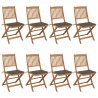 Cadeiras de jardim dobráveis 8 pcs c/ almofadões acácia maciça 1