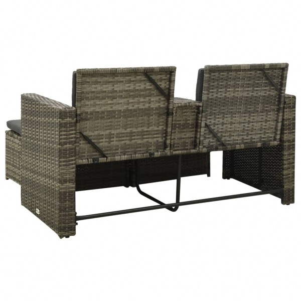3 pcs conjunto lounge de jardim c/ almofadões vime PE cinzento M 5