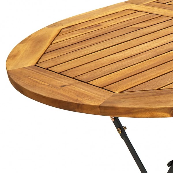 Mesa de jardín madera maciza de acacia ovalada 160x85x74 cm M 5