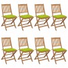 Cadeiras de jardim dobráveis 8 pcs c/ almofadões acácia maciça 1