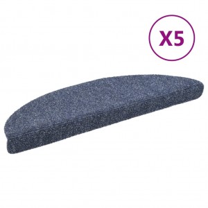 Tapetes de escada autoadesivos 5 peças 56x17x3 cm azul meia-lua H