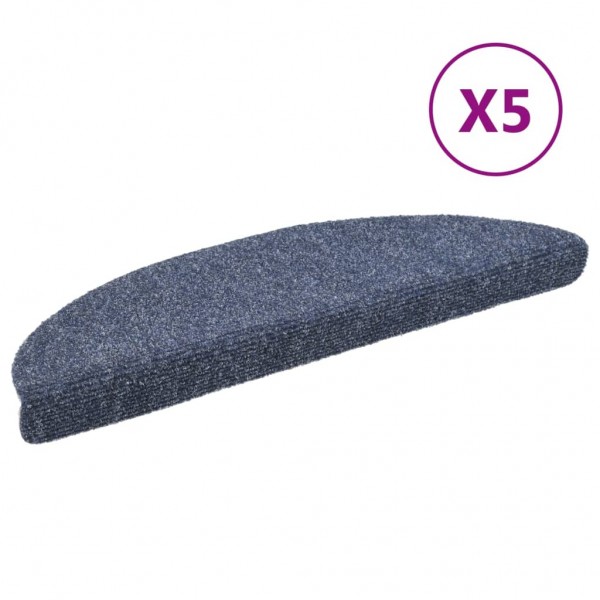 Tapetes de escada autoadesivos 5 peças 56x17x3 cm azul meia-lua M 2