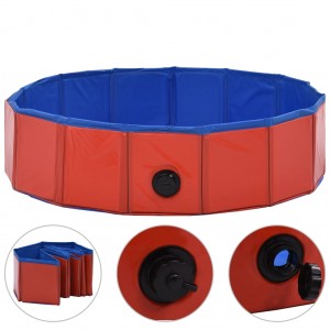 Piscina para perros plegable PVC rojo 80x20 cm H
