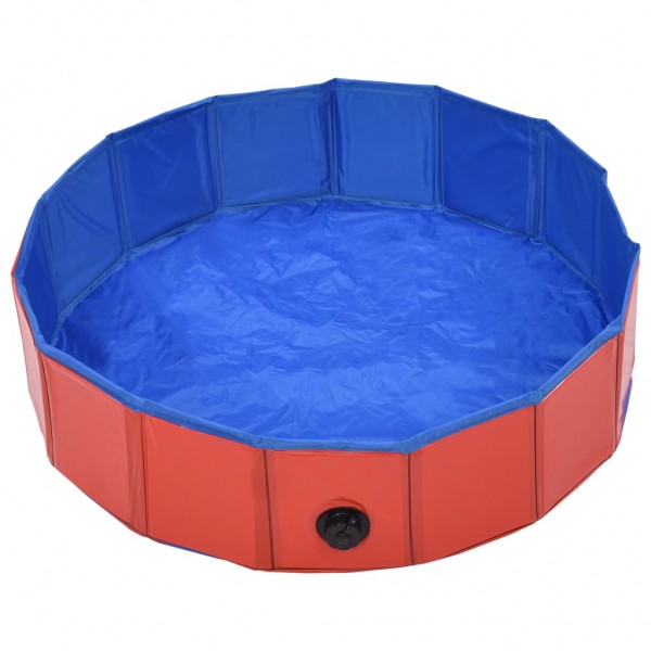 Piscina para cães dobrável 80x20 cm PVC vermelho M 4