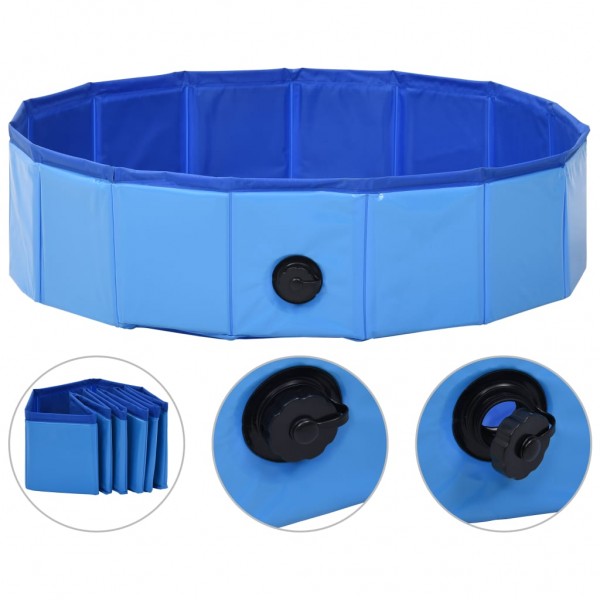 Piscina para cães dobrável 80x20 cm PVC azul M 2